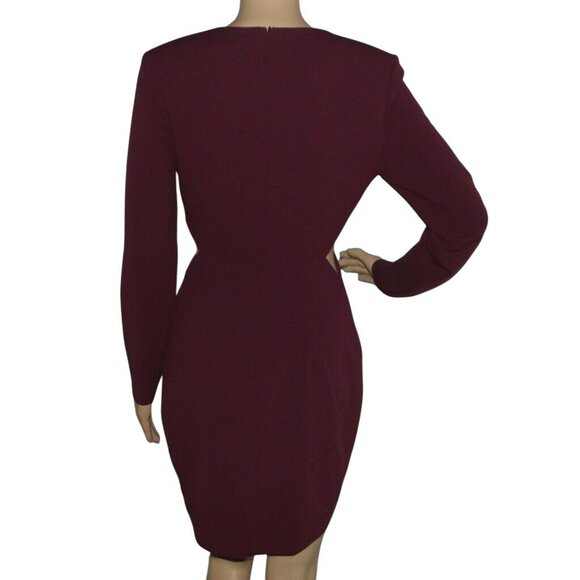 Express Sheath Dress Womens Small Wine Strong Shoulder Side Cutout Mini 4-6 - Picture 3 of 13